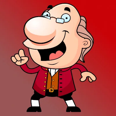 Benjamín Franklin, caricatura del colegio